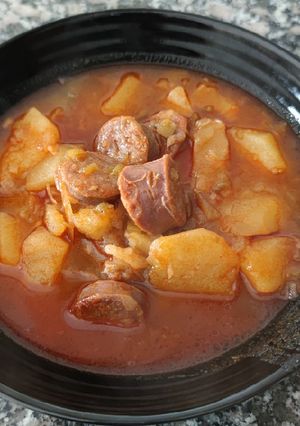 A picture of Patatas con chorizo (Rioja-Style Potatoes with Chorizo).