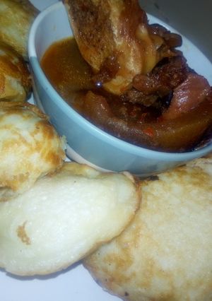 A picture of Masa with cow leg soup.