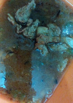A picture of Soya chunks in potato stew.