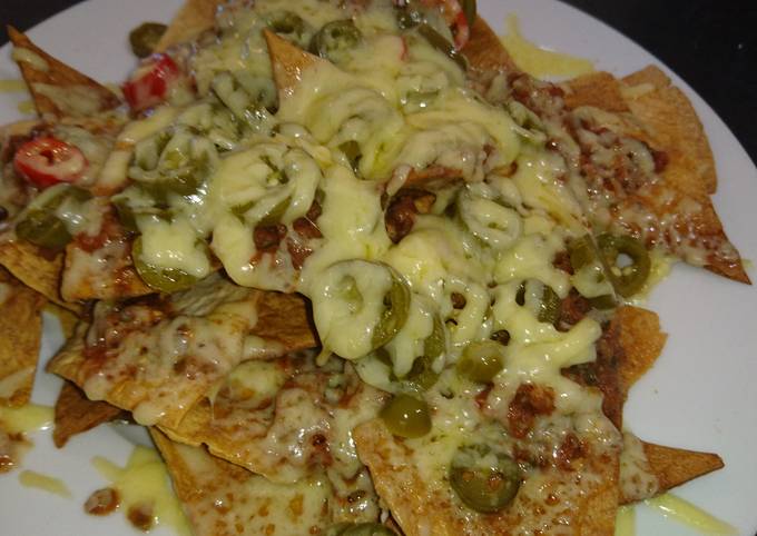 Nachos With Salsa, Jalapeño Peppers & Cheese