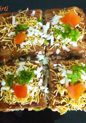 A picture of Sprout & Veggie Chaat Club Sandwich.