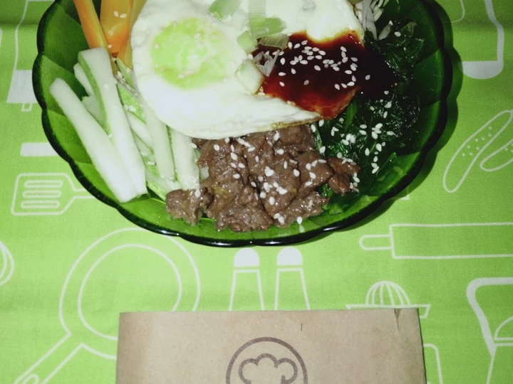 Easy Steps to Make Recipes 244. Bibimbap HALAL by Uliz Kirei the Can Spoil the Tongue Tasty.