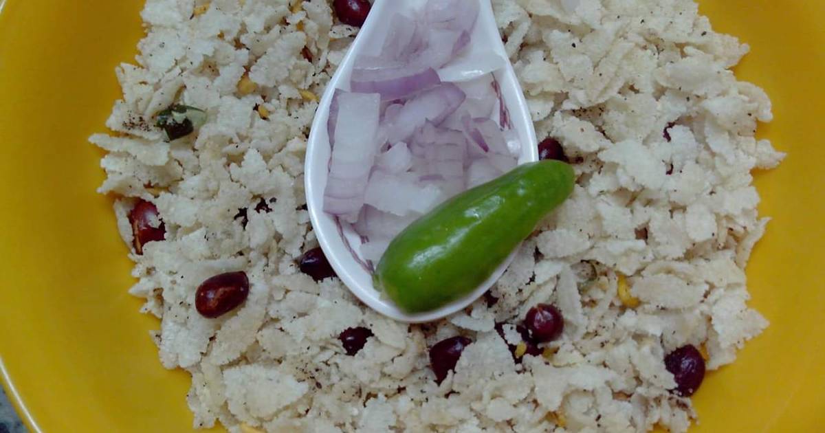 Fried poha chiwda(flattened rice) Recipe by Kumkum Chatterjee Cookpad
