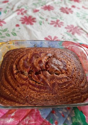 A picture of Red velvet chocolate marble cake.