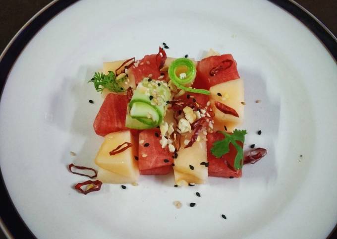 Easiest Way to Prepare Speedy Chilled Thai Watermelon And Muskmelon Sesame Salad
