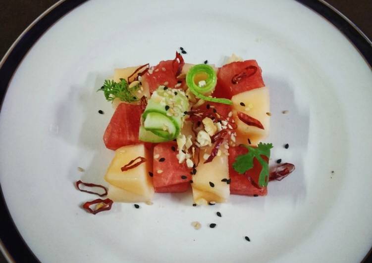 How to Cook Perfect Chilled Thai Watermelon And Muskmelon Sesame Salad