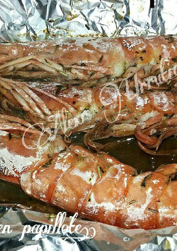 Una foto de Langostinos al papillote