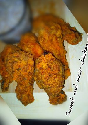A picture of Sweet and sour chicken wings with chicken soup.