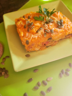 Una foto de Pastel de calabaza🎃 relleno de pollo🍗