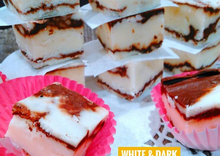 64. Fudge: White & Dark Chocolate Rasa Lemon Gaya Ndi