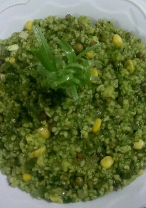 A picture of Mix veg,sprouted daliya khichdi.