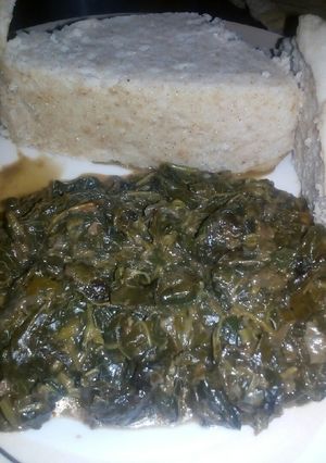 A picture of Terere in coconut milk.