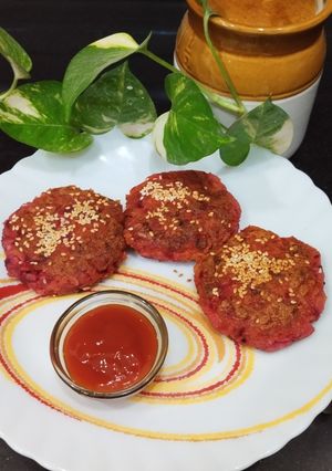 A picture of Beetroot & Sesame Seeds Cutlets.