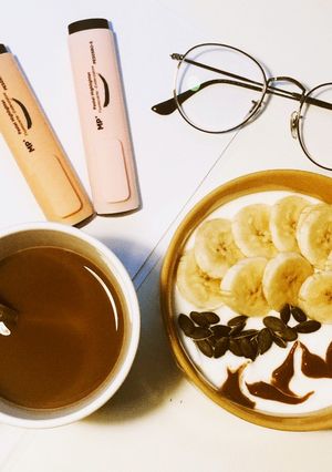 Una foto de Desayuno : bowl queso batido