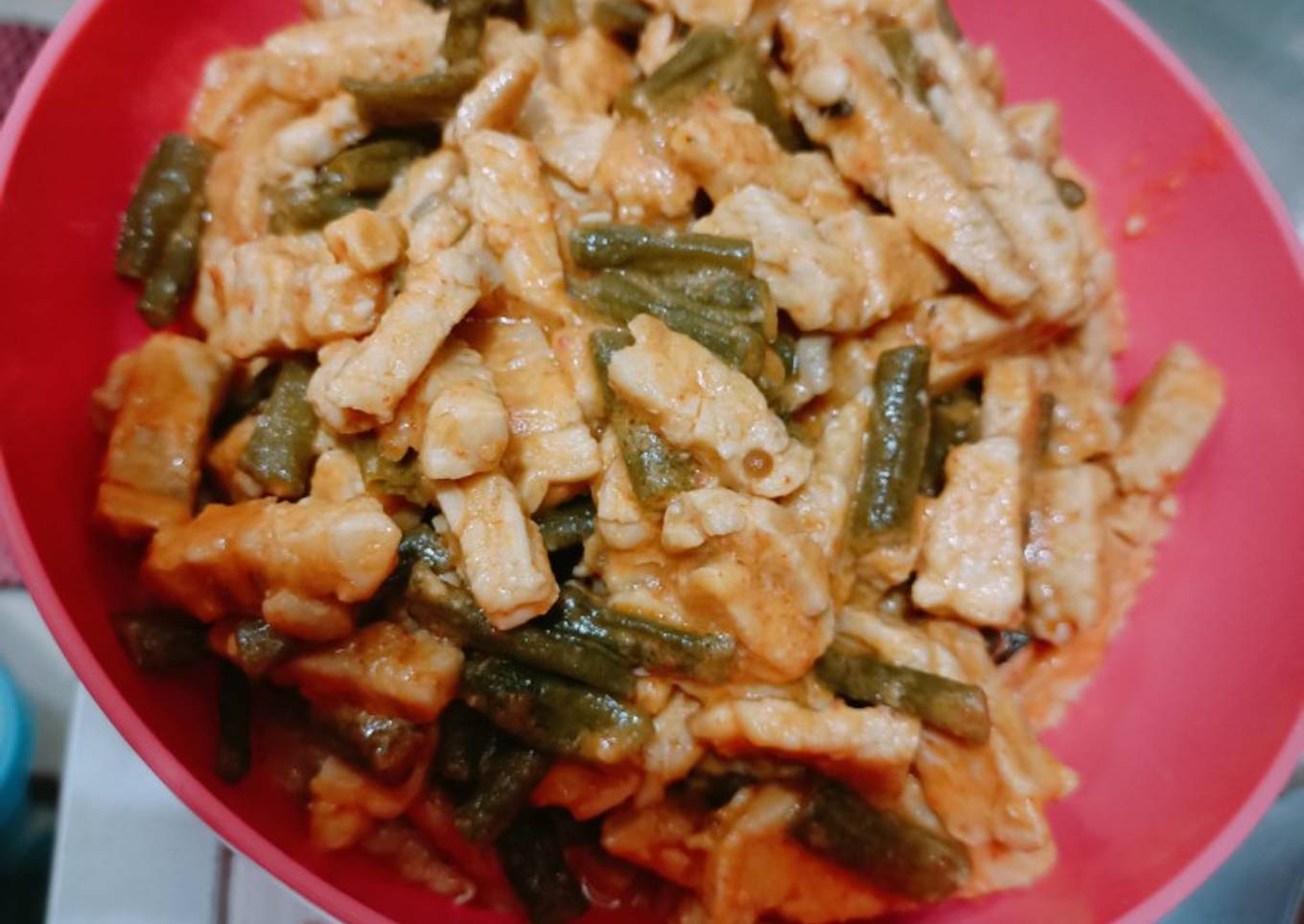 Sayur santan tempe dan kacang panjang khas jawa