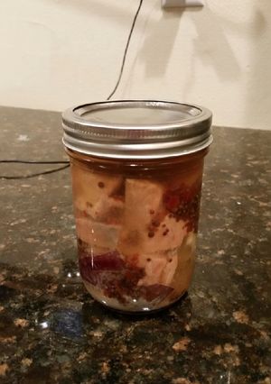 A picture of Brad's pickled salmon.