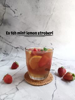 Foto resep Es teh mint lemon stroberi