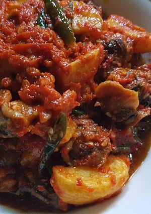 Foto resep Balado kerang campur kentang