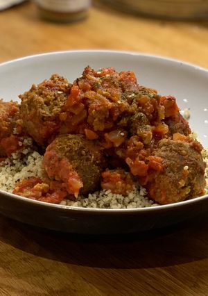 A picture of Soya mince meatballs.