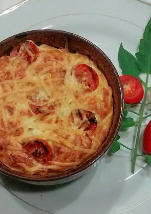 Una foto de Suffle de merluza gratinada