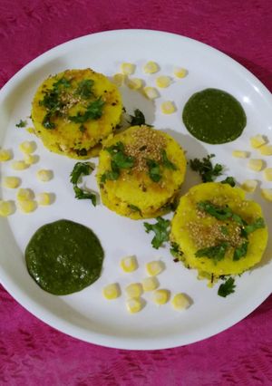 A picture of Corn Sandwich Dhokla.