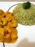 Pollo al curry con crema de leche