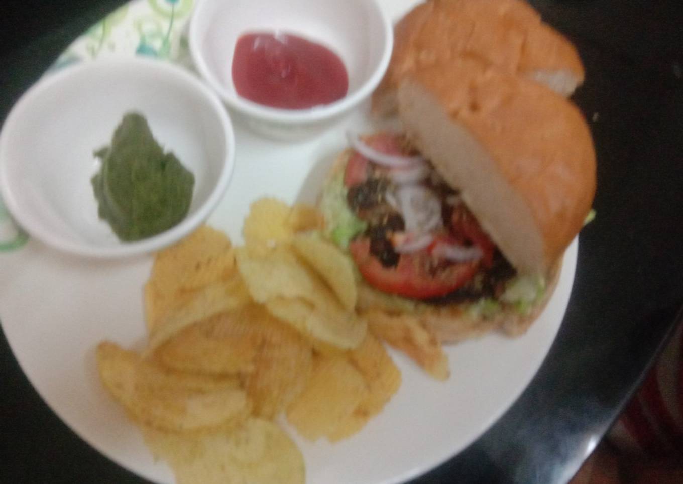 Mint veg Burger in Rajma patty