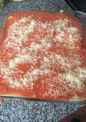 Una foto de Lasagna de pollo y berenjenas