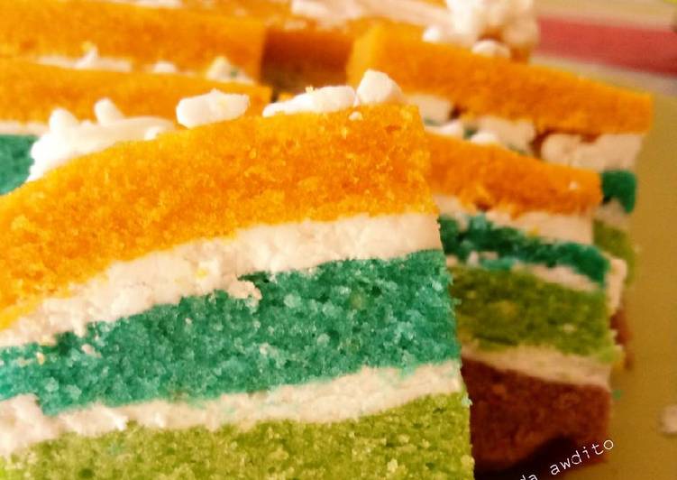 Langkah Mudah untuk Menyiapkan Rainbow cake lembutttt Anti Gagal