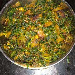 A picture of Aaloo meethi saag.