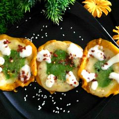 A picture of Tricolour candid cheese pancake.