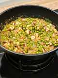 Pulpo con guisantes