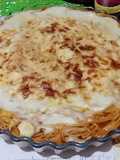 Spaghettis à la sauce tomate et béchamel gratinée