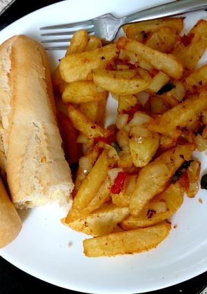 A picture of MY Chilli Salt & Pepper Chips on a Baguette 😍.