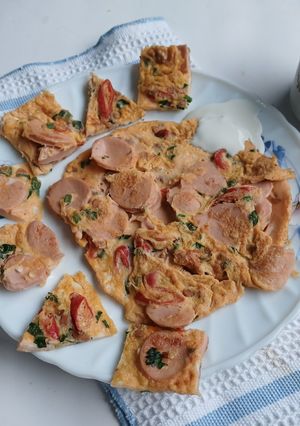 Foto resep Omelet Sosis Telur Bebek
