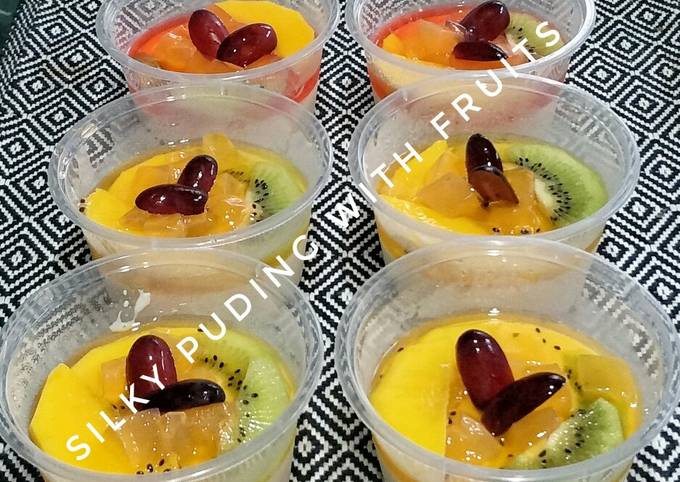 Resep Silky Puding with Fruits yang Lezat