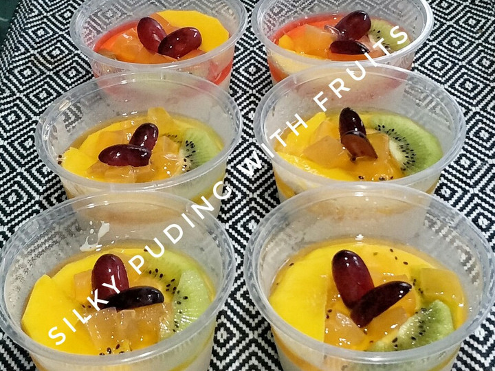 Resep Silky Puding with Fruits yang Lezat