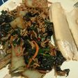 Stir fry Swiss chard with trout