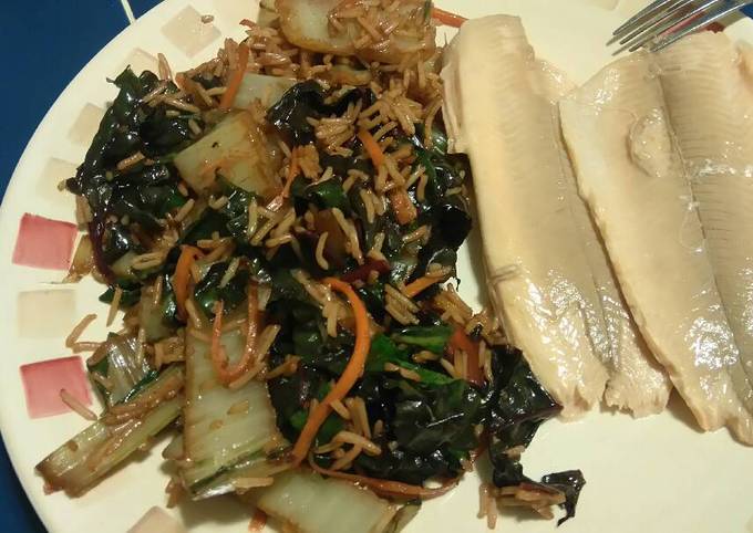 Simple Way to Prepare Homemade Stir fry Swiss chard with trout