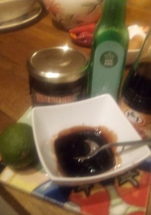 A picture of Morrocan style drizzle/dipping sauce.