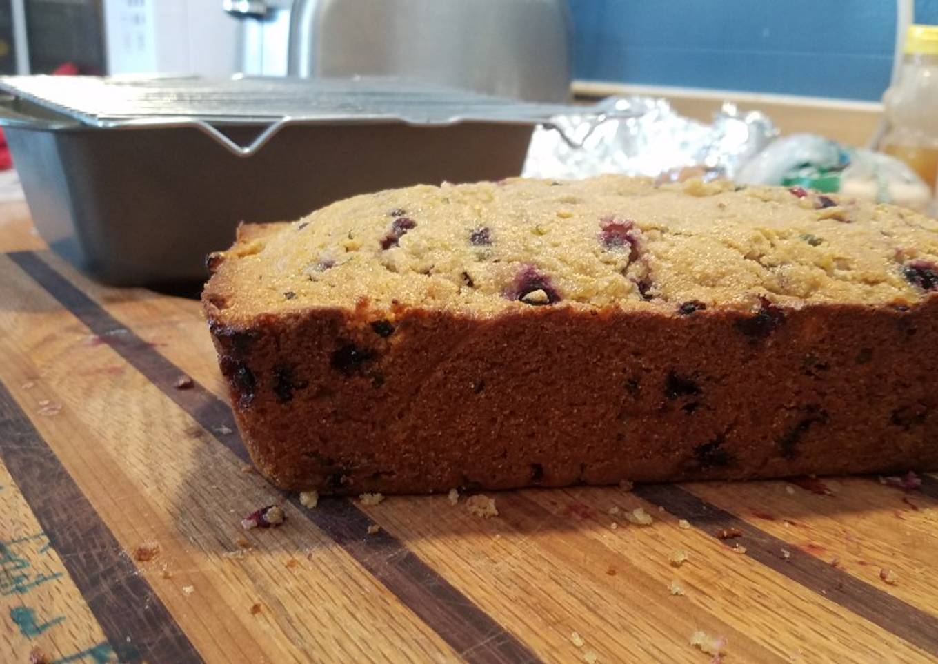 Whole wheat honey zuccini bread (with huckleberries or bananas)