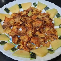 A picture of Pumpkin crispy chips fasting recipe (pumpkin katta mitha crispy chips).
