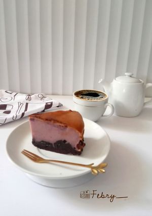Foto resep Ube Brownies Basque Burnt Cheesecake