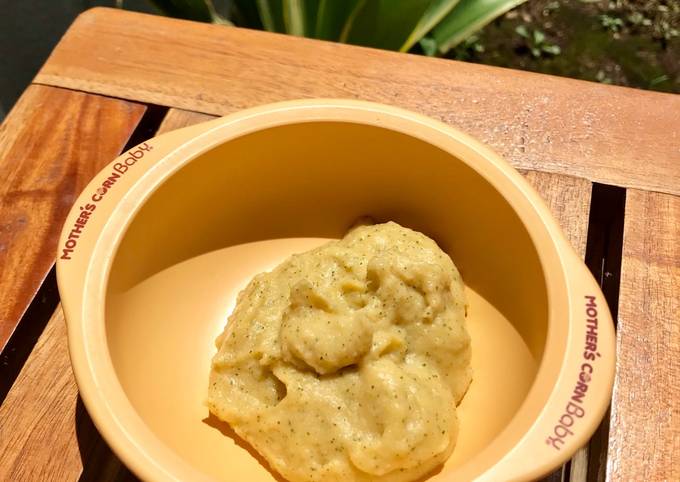 Mpasi 6 bulan nasi, salmon, zuchini, butternut squash