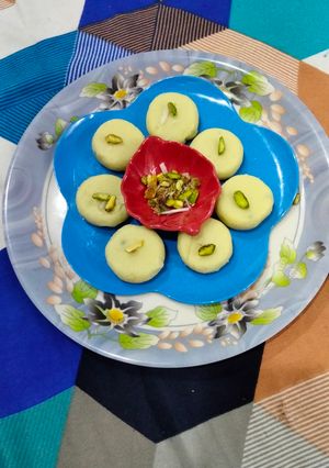 A picture of Mathura Peda easy and quick recipe yummy tasty.