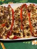 Poivrons corne rouges farcis brousse corse et chorizo noir