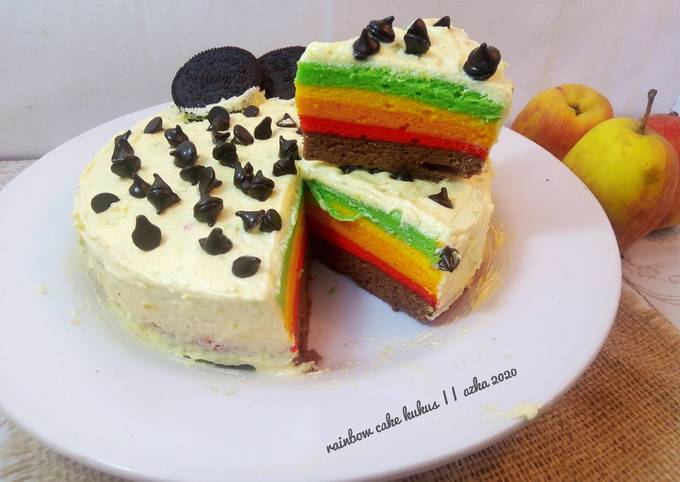 Rainbow Cake Kukus (takaran sendok)