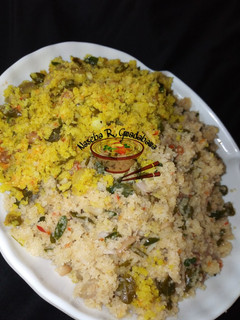 A picture of 2 colours Danbun shinkafa (DANBU RICE RECIPE 2).