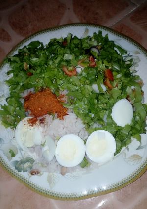 A picture of Rice&beans with egg.