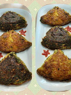 عکسی از دستور کوکو دو رنگ مجلسی (سبزی و سیب زمینی)